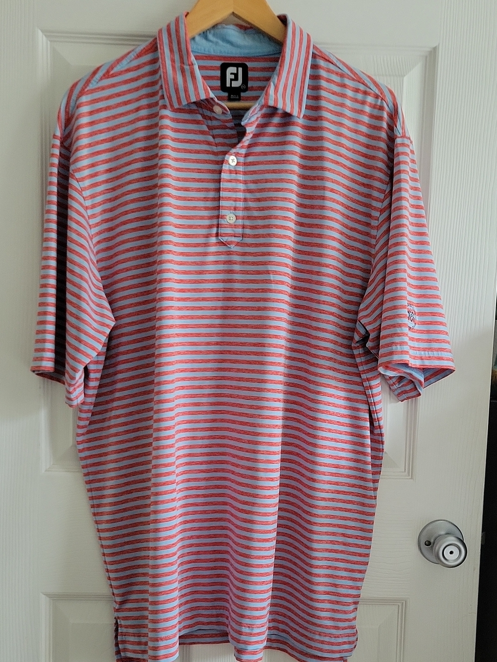 FJ MacGregor Downs Country Club Golf Polo XXL Red/Blue Stripe NWOT